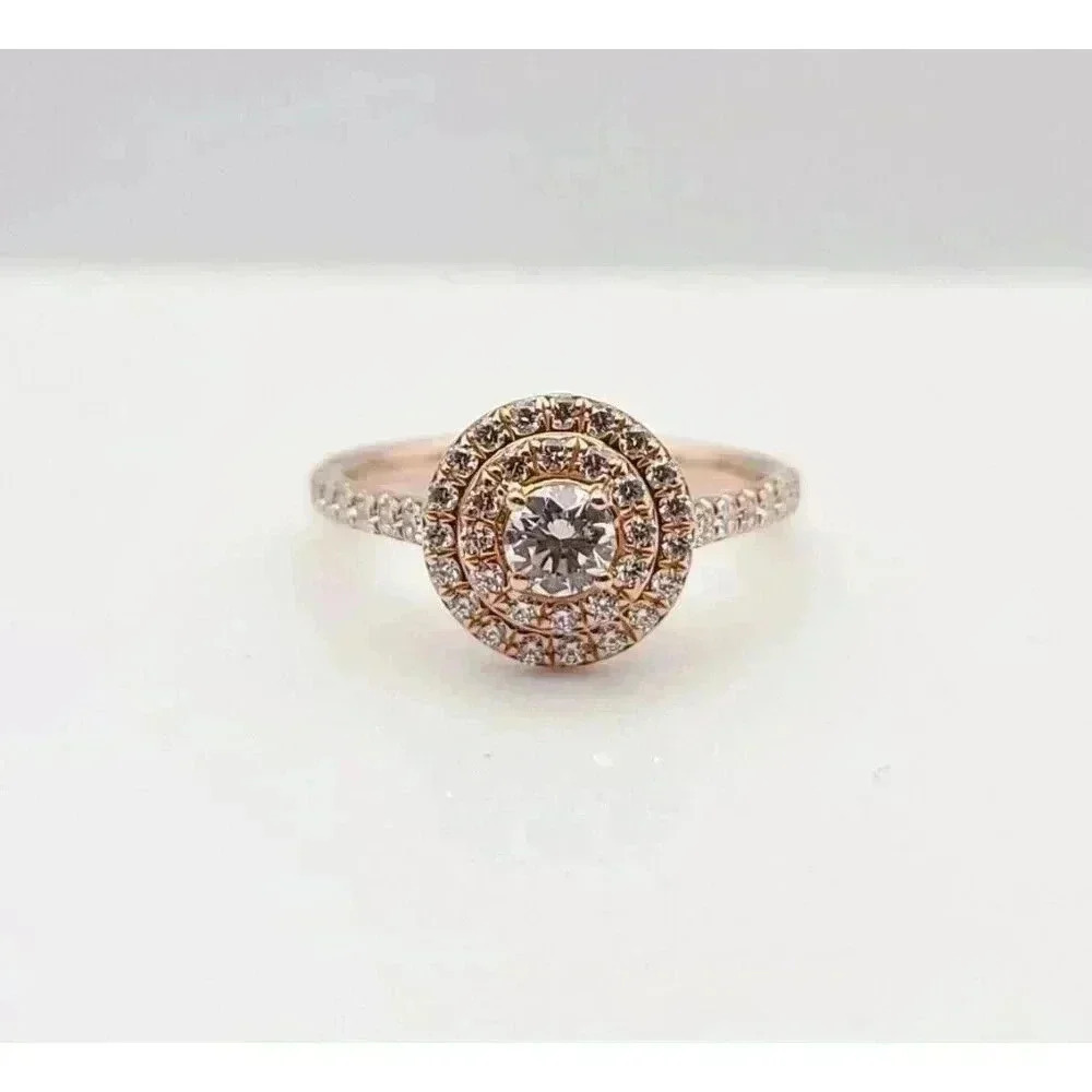 Tiffany & Co 18kt Rose Gold Soleste Diamond Halo Engagement Ring Size 4.5 - Picture 3 of 11